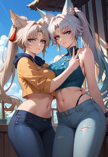 star rail,feixiao,crop top  - AI generated anime art