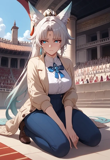 star rail,feixiao,cardigan,oversized,wide-leg pants  - AI generated anime art