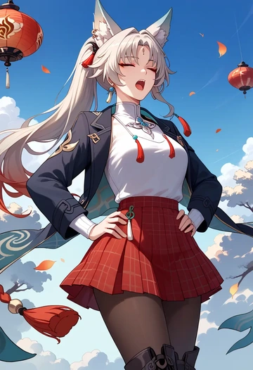 star rail,feixiao,winter,student uniform,fur-collared jacket  - AI generated anime art