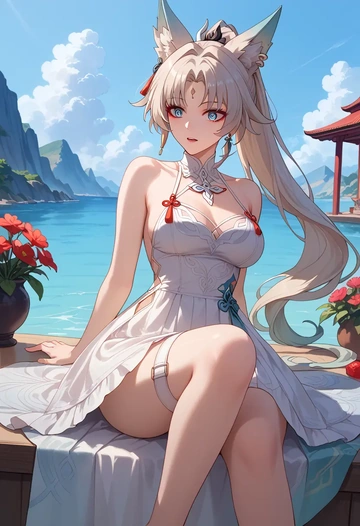 star rail,feixiao,silk slip dress  - AI generated anime art