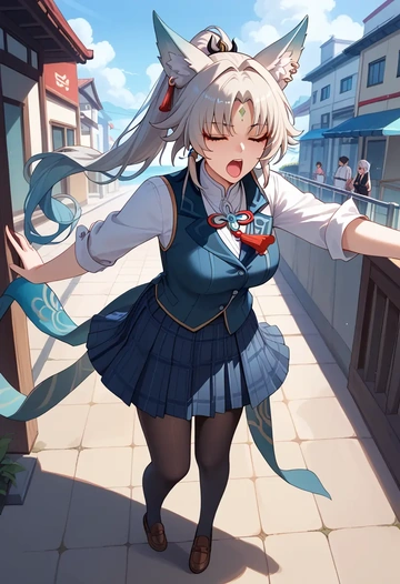 star rail,feixiao,winter,student uniform,vest  - AI generated anime art