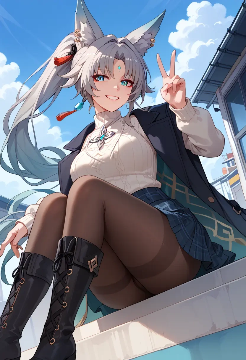 star rail,feixiao,winter,student uniform,pea coat  - 