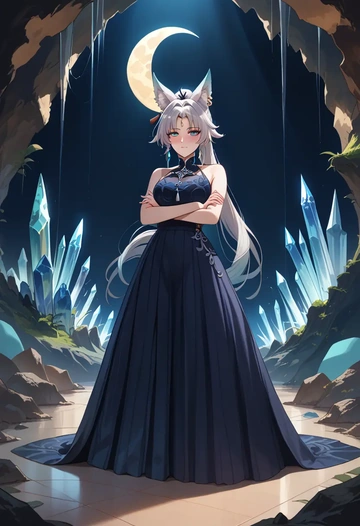 star rail,feixiao,gothic priestess gown,high slit,embroidered veil  - AI generated anime art