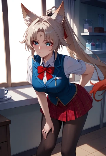 star rail,feixiao,winter,student uniform,vest  - AI generated anime art