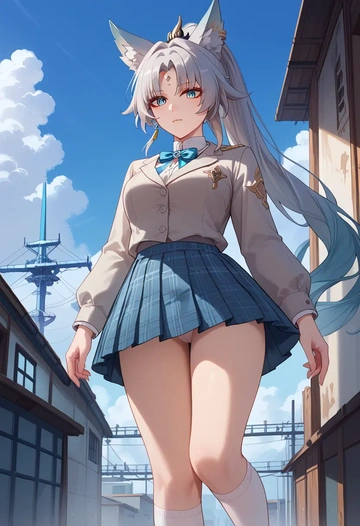 star rail,feixiao,spring,student uniform,blazer  - AI generated anime art