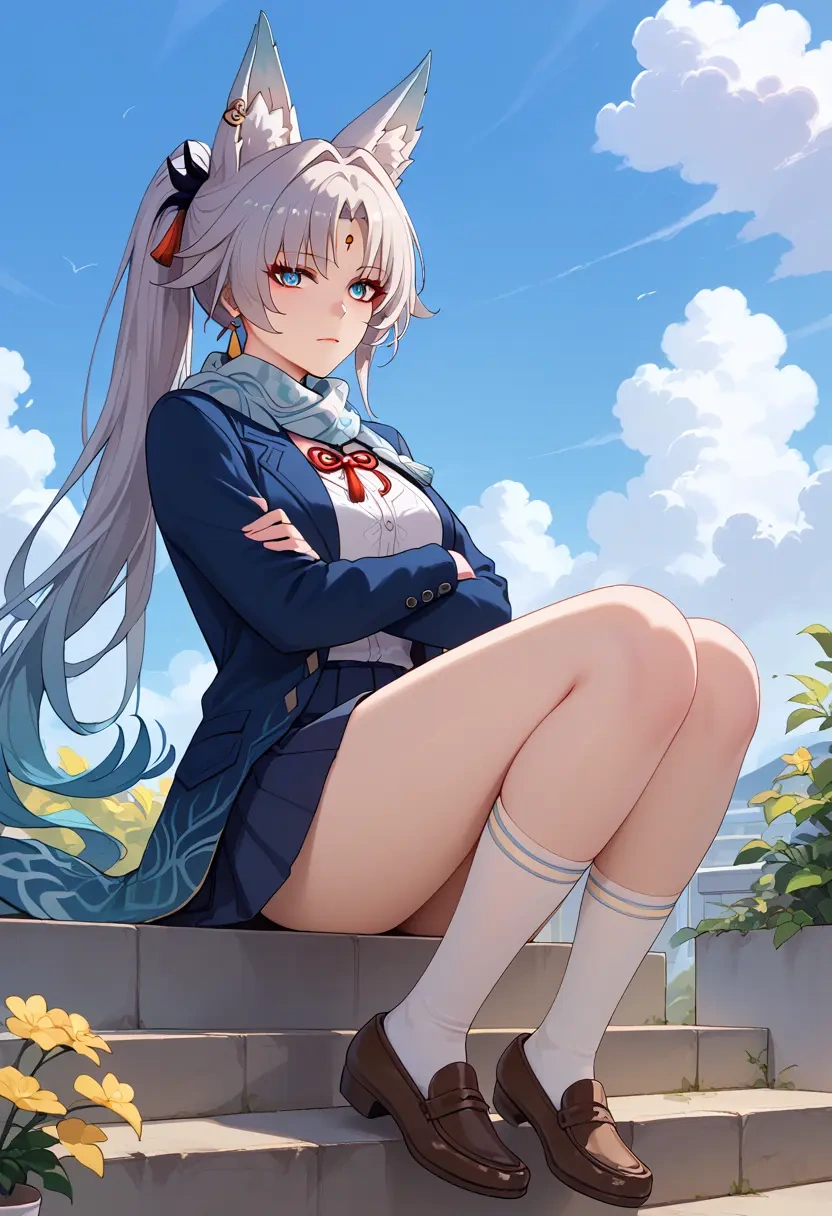 star rail,feixiao,spring,student uniform,cardigan  - 