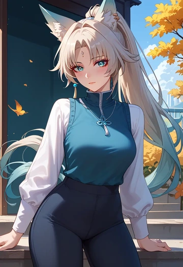 star rail,feixiao,vest,quilted,jogger pants  - AI generated anime art