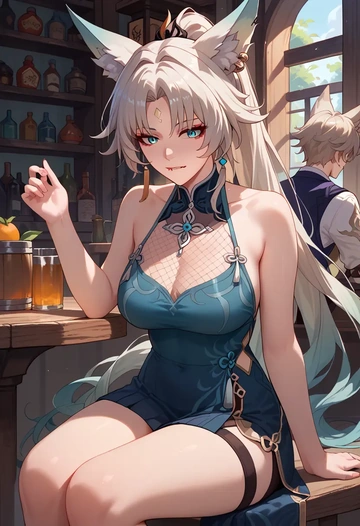 star rail,feixiao,sleeveless top,bike shorts  - AI generated anime art