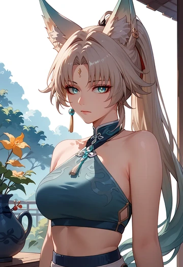 star rail,feixiao,halter top,track pants  - AI generated anime art