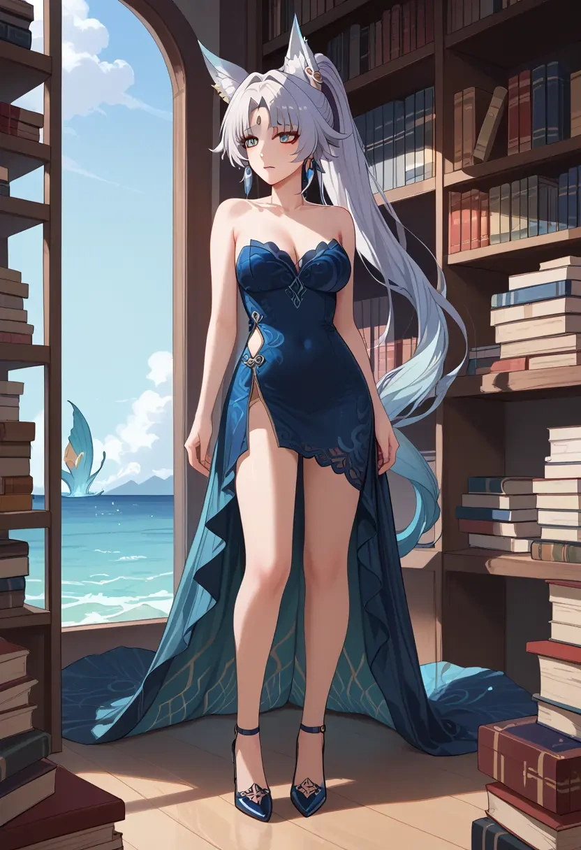 star rail,feixiao,gown,strapless,mermaid silhouette  - 