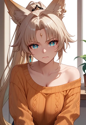 star rail,feixiao,orange,sweater  - AI generated anime art