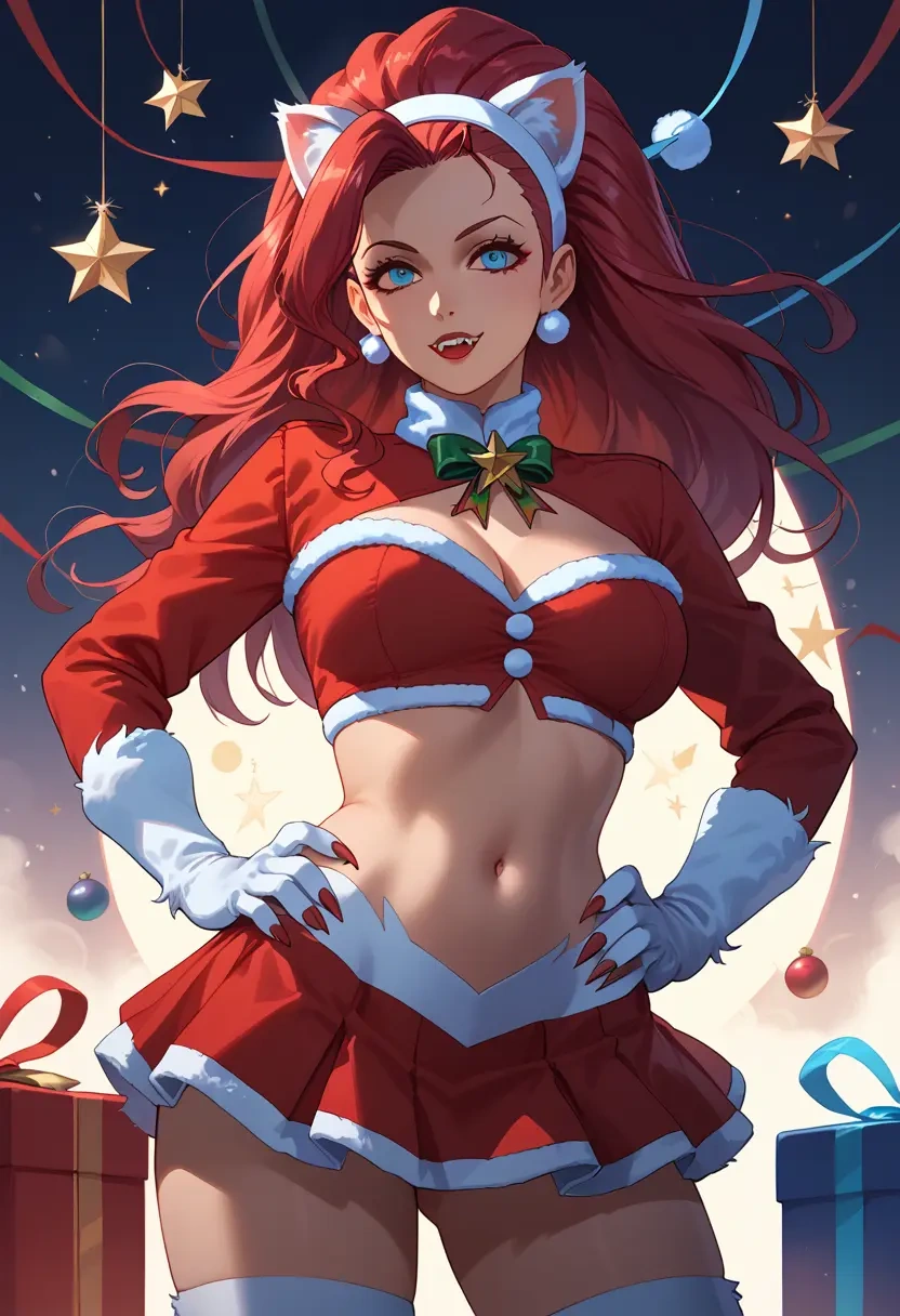 vampire_(game),felicia_(vampire),Christmas,skirt  - 