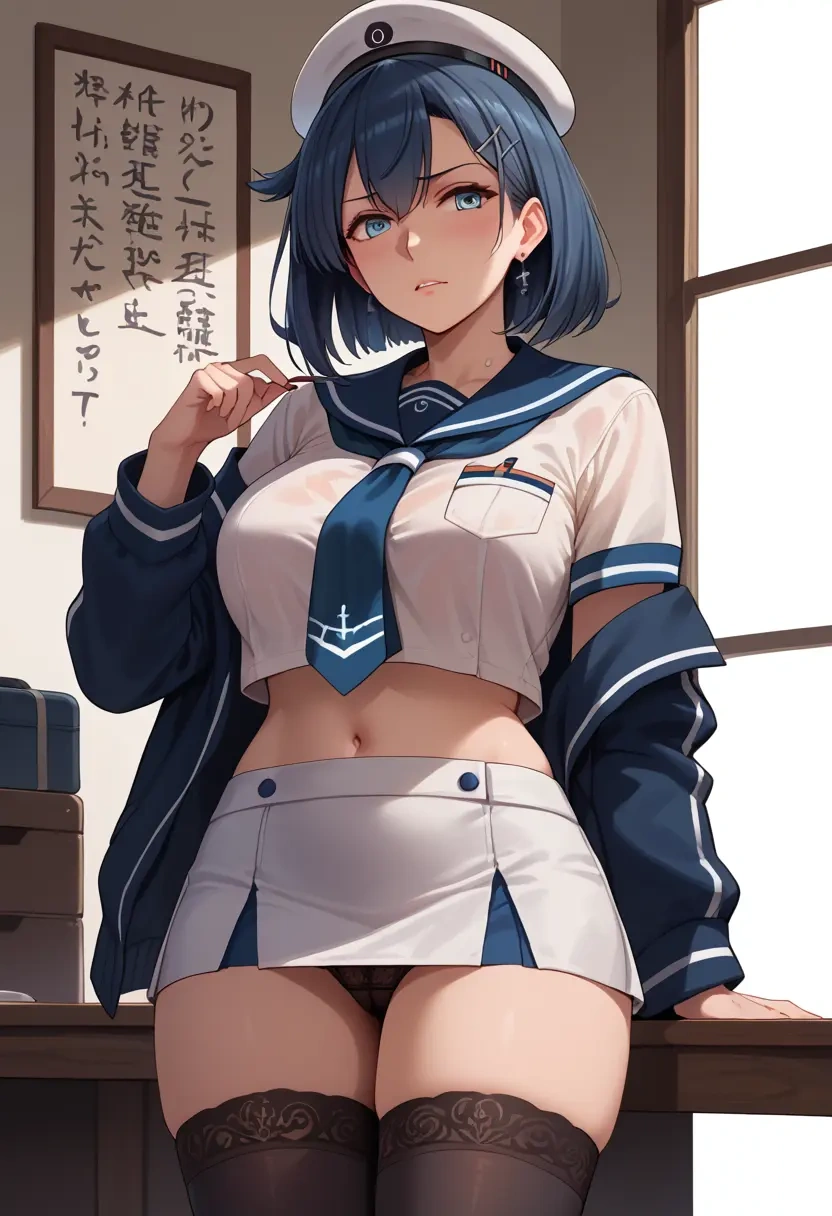 kantai_collection,female_admiral_(kancolle),mini skirt,stockings  - 