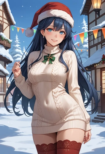 kantai_collection,female_admiral_(kancolle),Christmas,sweater dress,stockings  - AI generated anime art