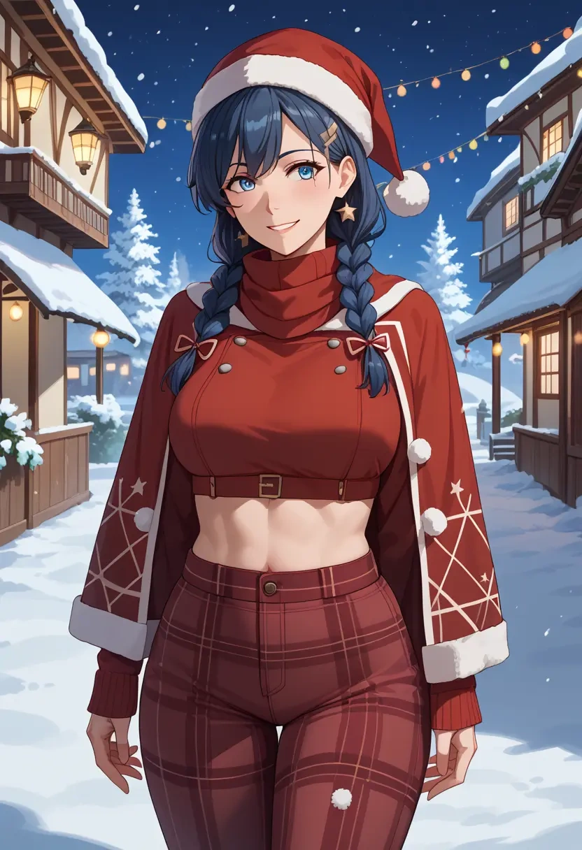 kantai_collection,female_admiral_(kancolle),Christmas,plaid trousers  - 