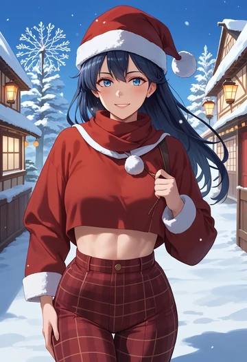 kantai_collection,female_admiral_(kancolle),Christmas,plaid trousers  - AI generated anime art