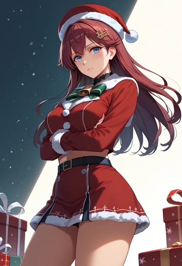 kantai_collection,female_admiral_(kancolle),Christmas,skirt  - AI generated anime art