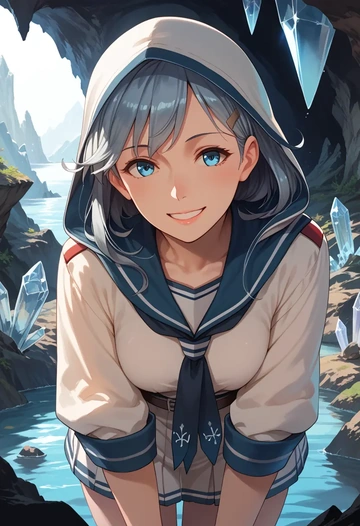 kantai_collection,female_admiral_(kancolle),crop windbreaker,shorts  - AI generated anime art