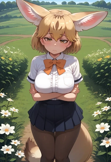 kemono_friends,fennec_(kemono_friends),shorts, pantyhose  - AI generated anime art