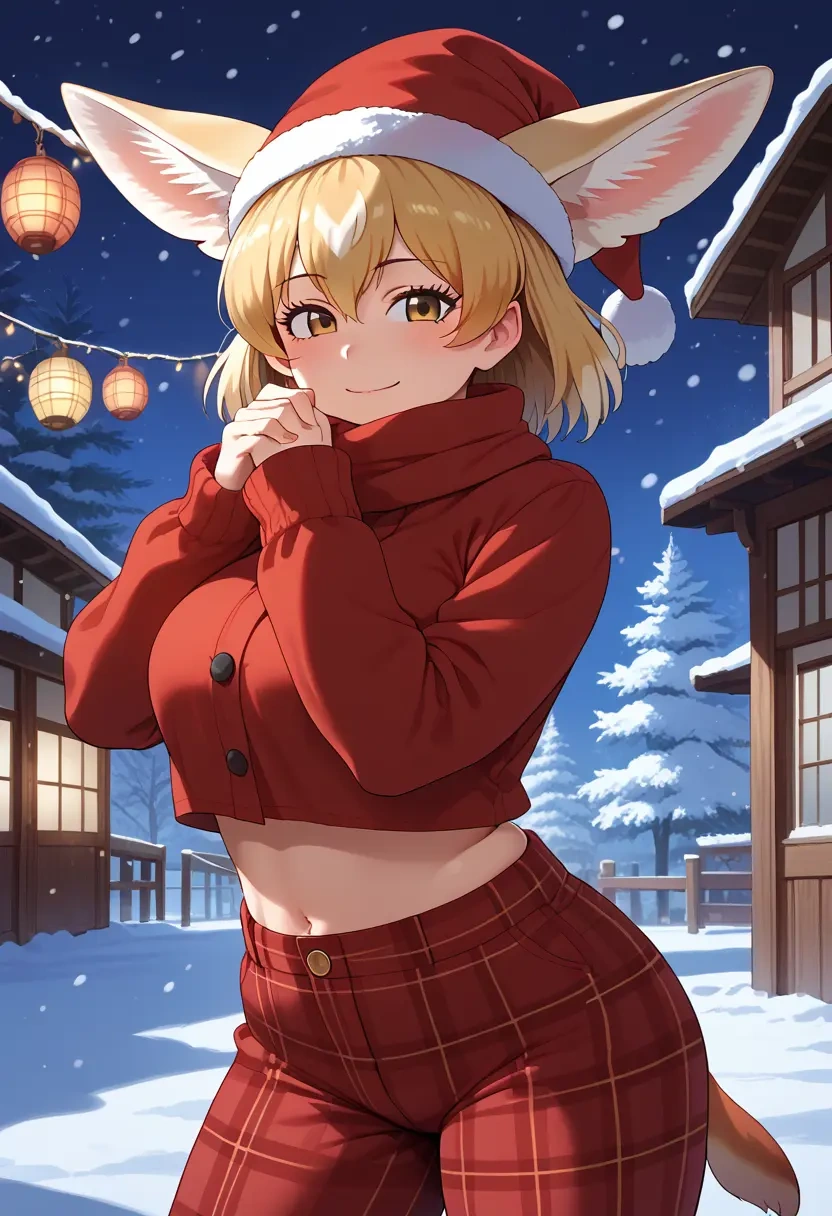 kemono_friends,fennec_(kemono_friends),Christmas,plaid trousers  - 