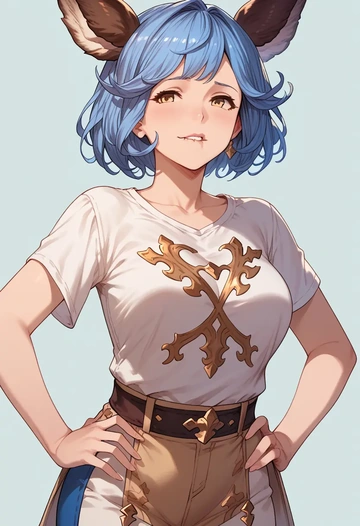 granblue_fantasy,ferry_(granblue_fantasy),handwritten script shirt,dolphin shorts  - AI generated anime art