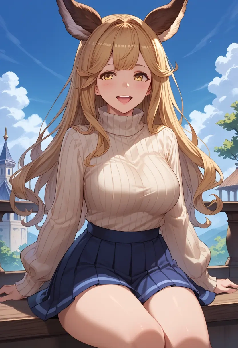 granblue_fantasy,ferry_(granblue_fantasy),skirt,pleated,turtleneck sweater  - 