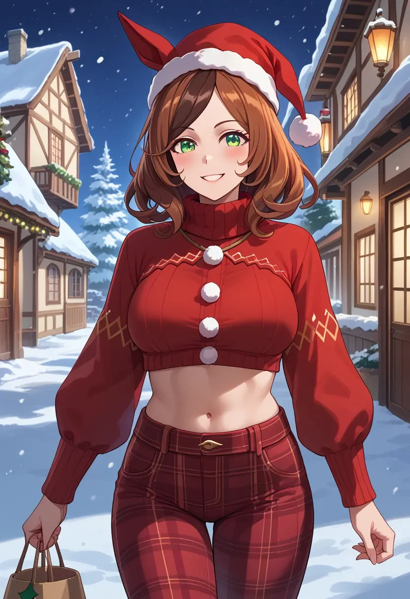 umamusume,fine_motion_(umamusume),Christmas,plaid trousers  - 