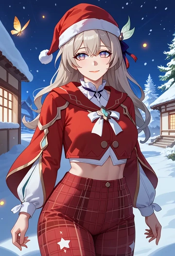 star rail,firefly,Christmas,plaid trousers  - AI generated anime art