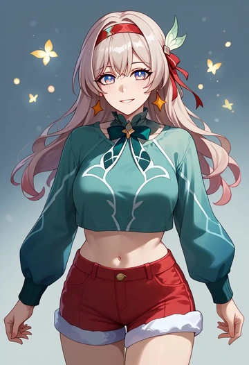 star rail,firefly,Christmas,red velvet shorts  - AI generated anime art