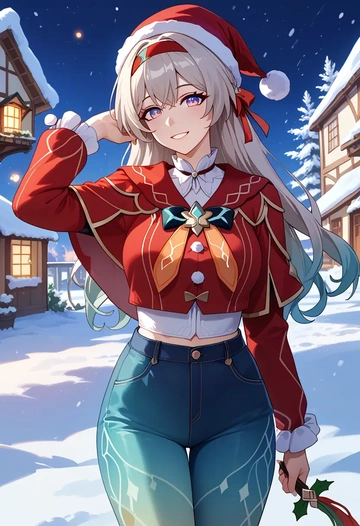 star rail,firefly,Christmas,plaid trousers  - AI generated anime art