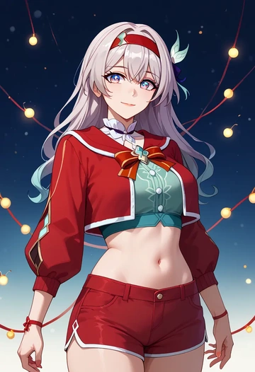 star rail,firefly,Christmas,red velvet shorts  - AI generated anime art