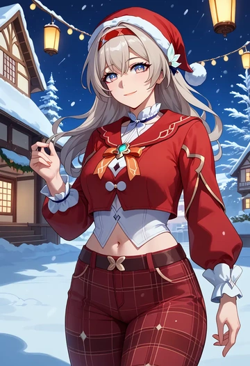 star rail,firefly,Christmas,plaid trousers  - AI generated anime art