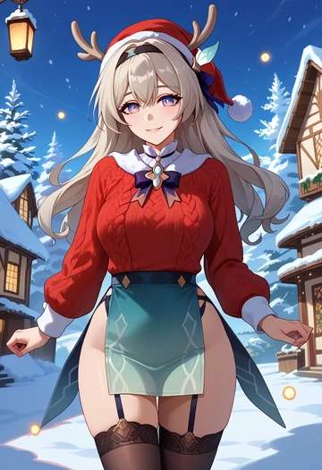 star rail,firefly,sweater,stockings,Thigh garters  - AI generated anime art