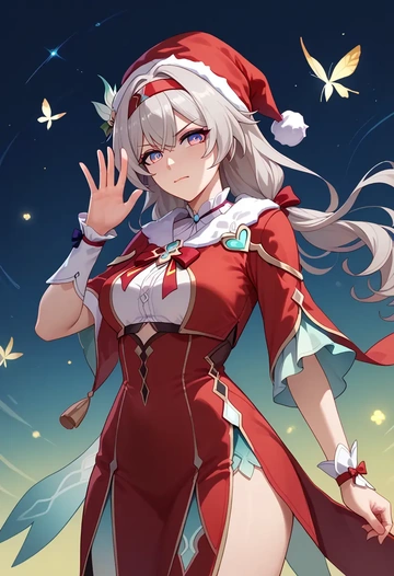 star rail,firefly,Christmas,red velvet dress  - AI generated anime art