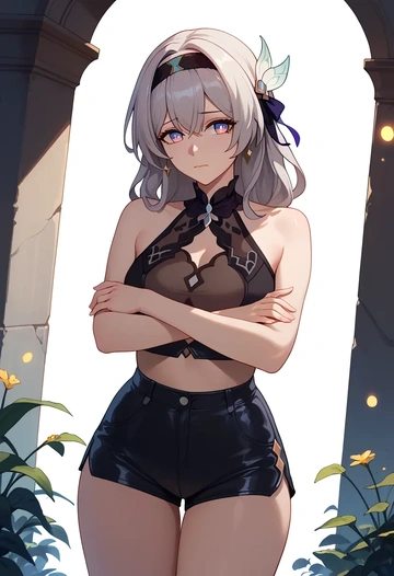 star rail,firefly,leather,shorts,crop top  - AI generated anime art