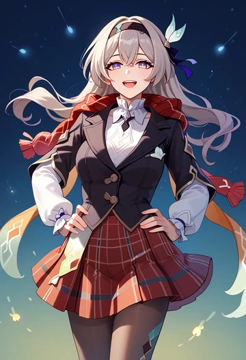 star rail,firefly,winter,student uniform,fur-collared jacket  - AI generated anime art