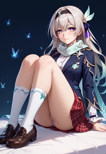 star rail,firefly,winter,student uniform,plaid skirt  - AI generated anime art