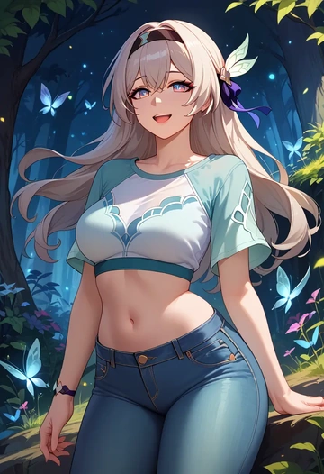 star rail,firefly,crop top  - AI generated anime art