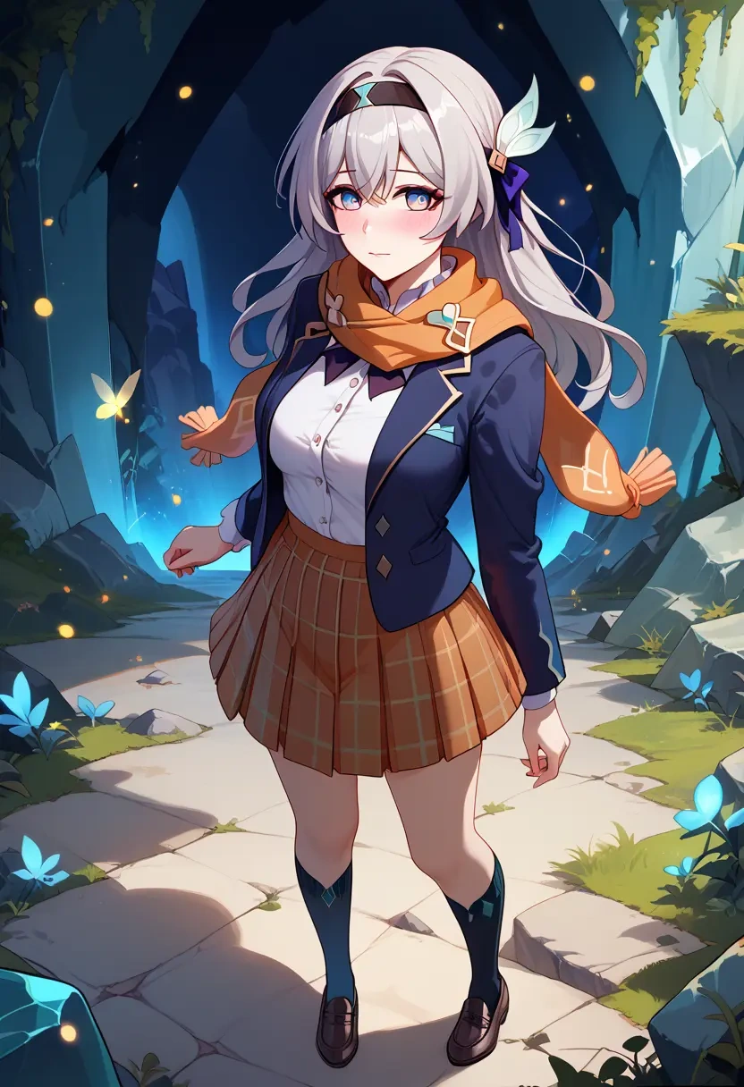 star rail,firefly,winter,student uniform,plaid skirt  - 