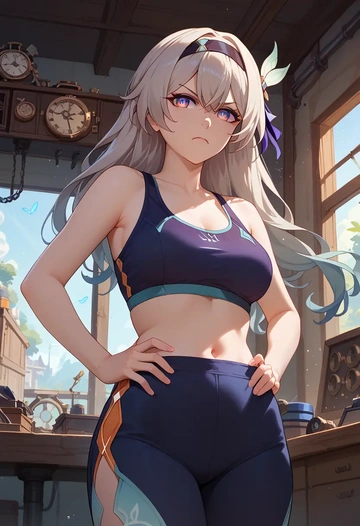 star rail,firefly,sports bra,wide-leg joggers  - AI generated anime art