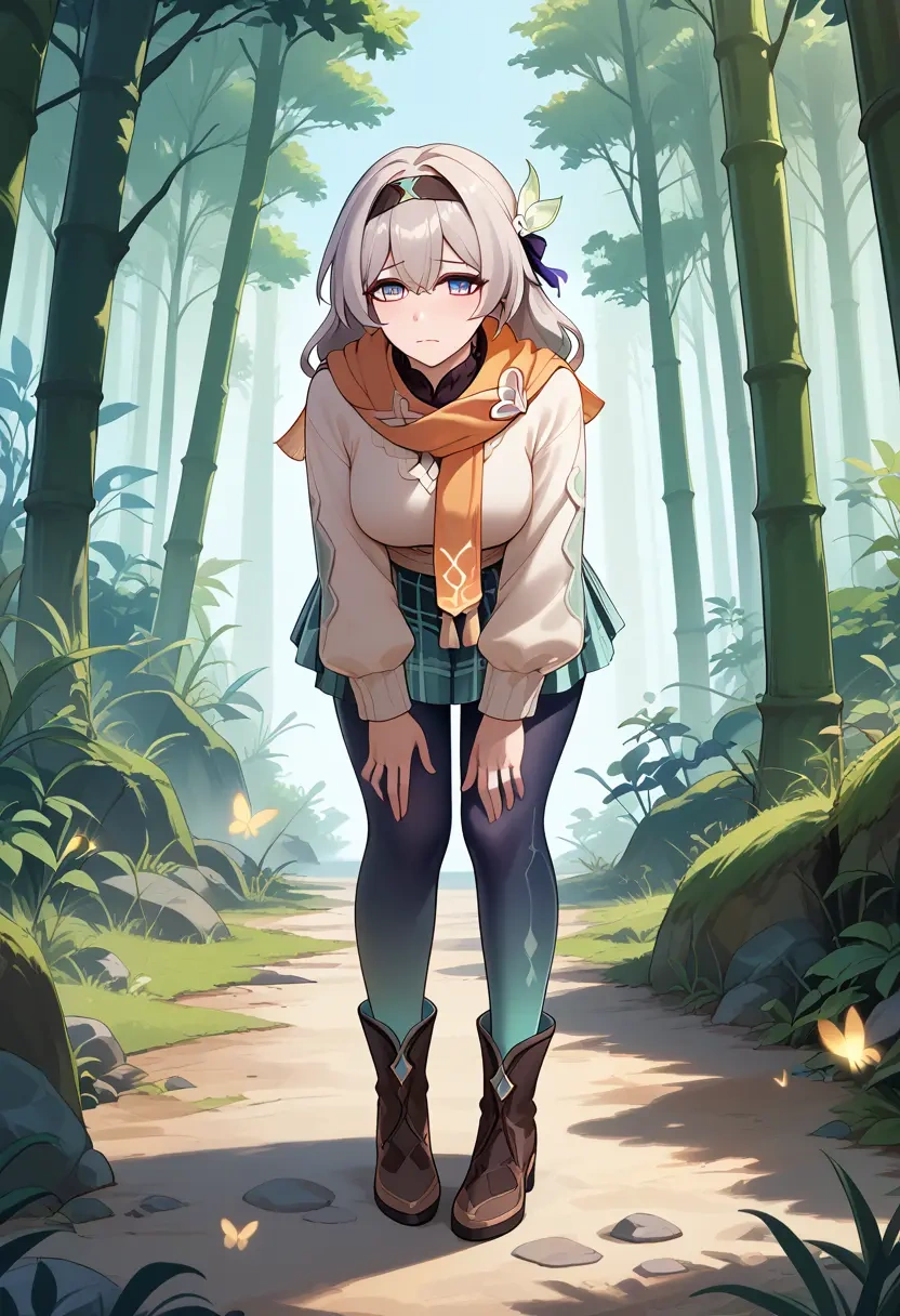 star rail,firefly,winter,student uniform,fur-lined parka  - 