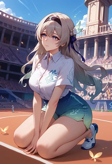 star rail,firefly,tennis polo,skort  - AI generated anime art