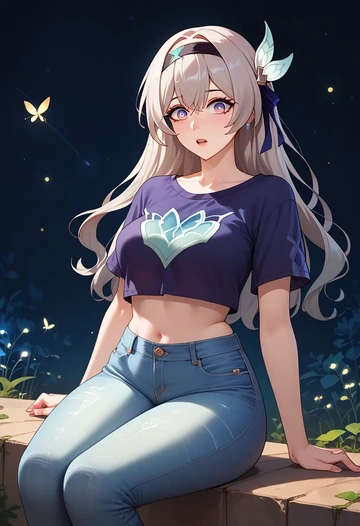 star rail,firefly,crop top  - AI generated anime art