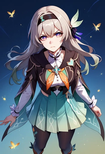 star rail,firefly,winter,student uniform,duffle coat  - AI generated anime art