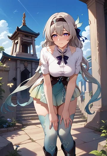 star rail,firefly,shirt dress,belted,stockings  - AI generated anime art