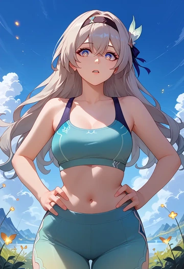 star rail,firefly,sports bra,high-waisted leggings  - AI generated anime art