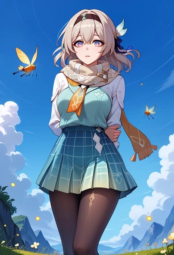 star rail,firefly,winter,student uniform,down jacket  - AI generated anime art