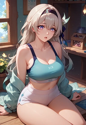 star rail,firefly,sports bra,high-waisted leggings  - AI generated anime art