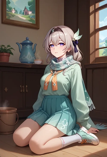 star rail,firefly,spring,student uniform,knit sweater  - AI generated anime art