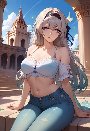 star rail,firefly,crop top  - AI generated anime art